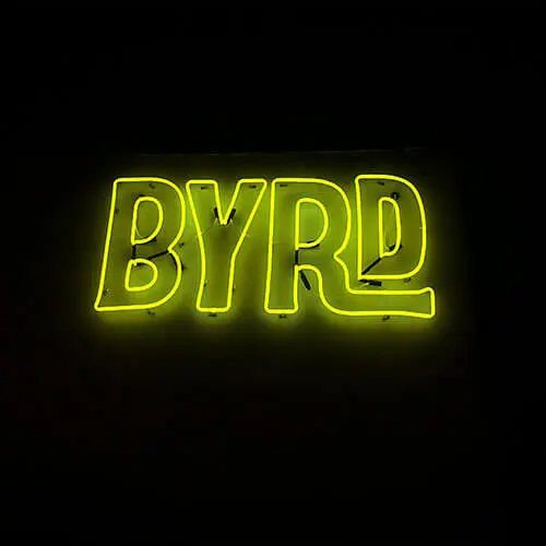 Custom Neon Sign - BYRD Brand Name in Bright Yellow