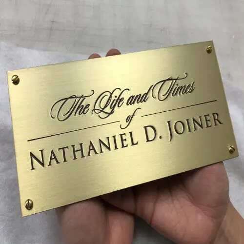 Custom engraved bronze plaque