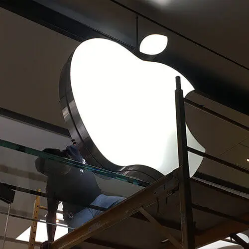 apple logo illuminated